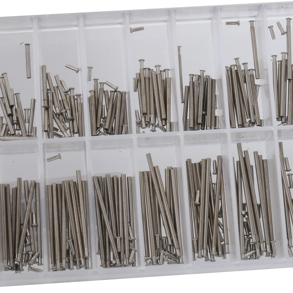 1 Box Nail Set 8 27mm Steel Watch Spring Bars Rivet Rod Strap Link Pin