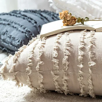 

45*45cm 100% Cotton Linen Macrame Hand-woven Cotton Thread Pillow Covers Geometry Bohemia Cushion Covers Home Decor