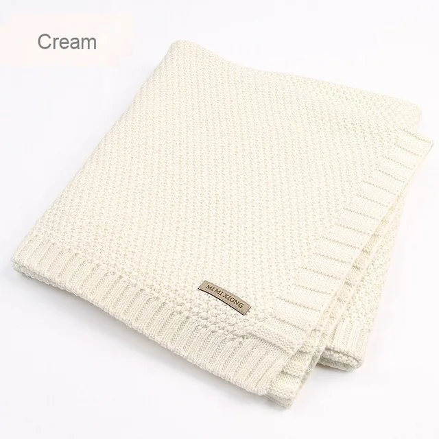 Cream Детское одеяло, вязаные шерстяные одеяла для новорожденных, супер мягкий шарф для младенцев, пеленание для детей, материал для ежемесячных детских постельных принадлежностей - Цвет: Cream