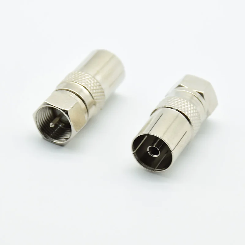 

5Pcs F Type Male Plug Connector Socket to RF Coax TV Aerial Female RF Adapters Silver