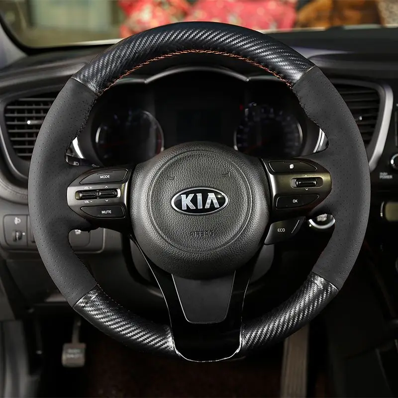 Black Genuine Leather Car Steering Wheel Cover for Kia K5 Ceed Cee'd