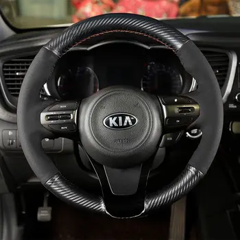

Black Genuine Leather Car Steering Wheel Cover for Kia K5 Ceed Cee'd 2014 Cerato Optima 2014