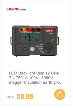 ЖК-дисплей с подсветкой UNI-T UT501A 100V-1000V мегомметром изоляции заземления Измеритель сопротивления заземления тестер Мегаомметр вольтметр