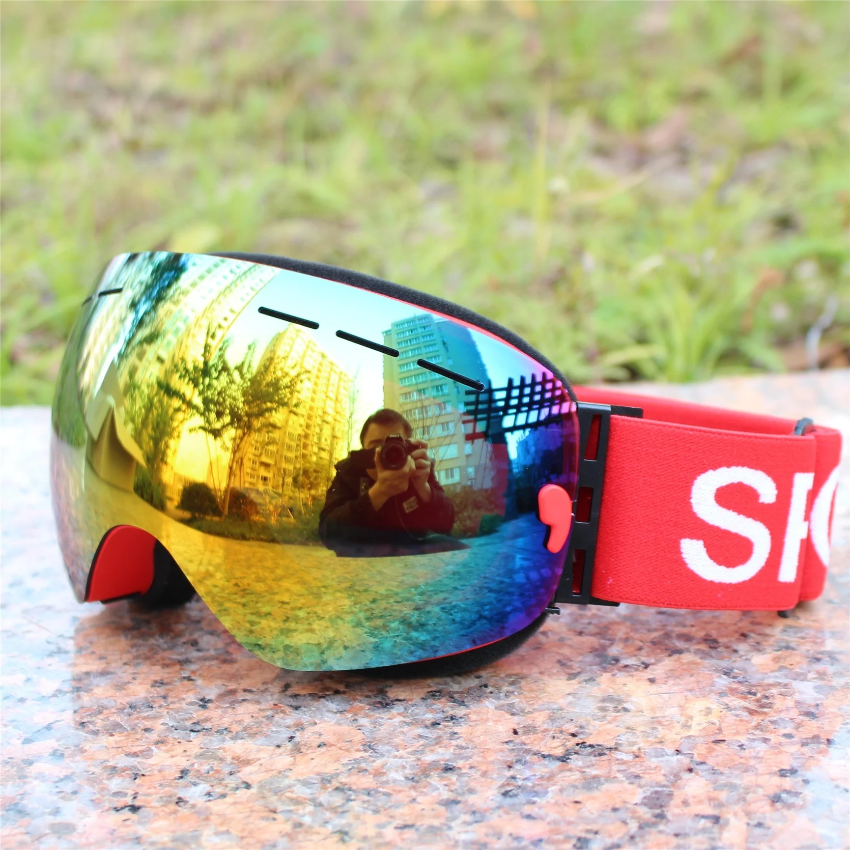 Лыжные очки с защитой от запотевания UV400, большие Лыжные маски, очки для катания на лыжах, мужские и женские велосипедные солнцезащитные очки - Цвет: Red