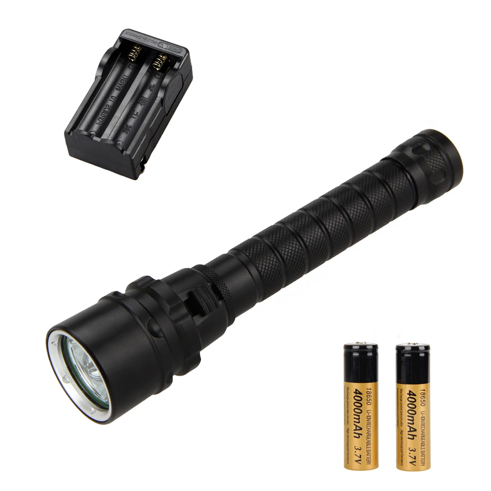 Lamp Battery Charger 10 Вт Светодиодный светильник для дайвинга для водных видов спорта 3x XPE фиолетовый УФ-светильник с 2X18650 батареями+ зарядное устройство под водой - Испускаемый цвет: Lamp Battery Charger