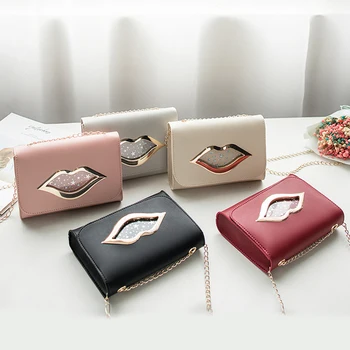 

2019 Women Bag Korean Fashion Handbag Cute lip Crossbody Bags for Women PU leather Chain Shoulder Messenger Bag Bolsa Feminina