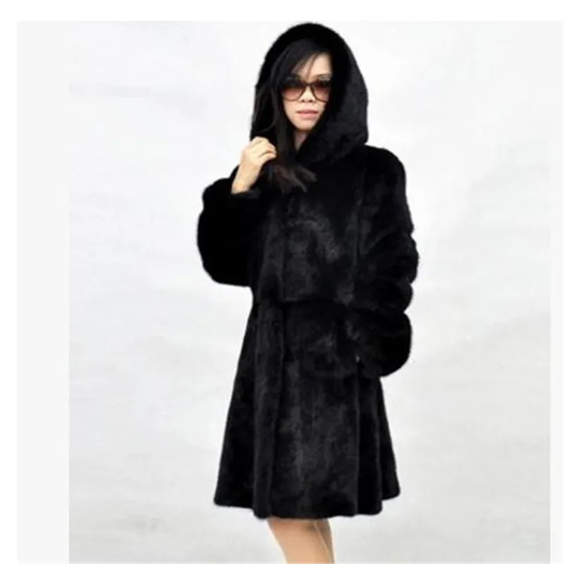 Новые женские куртки с капюшоном размера плюс 6XL, длинные черные/белые куртки с искусственным мехом, повседневные пальто с искусственным мехом, меховая верхняя одежда, куртки 894