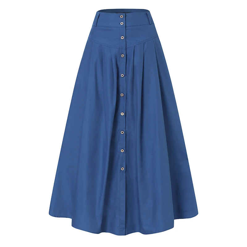 Fashion Button Maxi Skirts 2023 ZANZEA Women Summer Sundress Casual High Waist Long Vestidos Female Solid Robe Femme