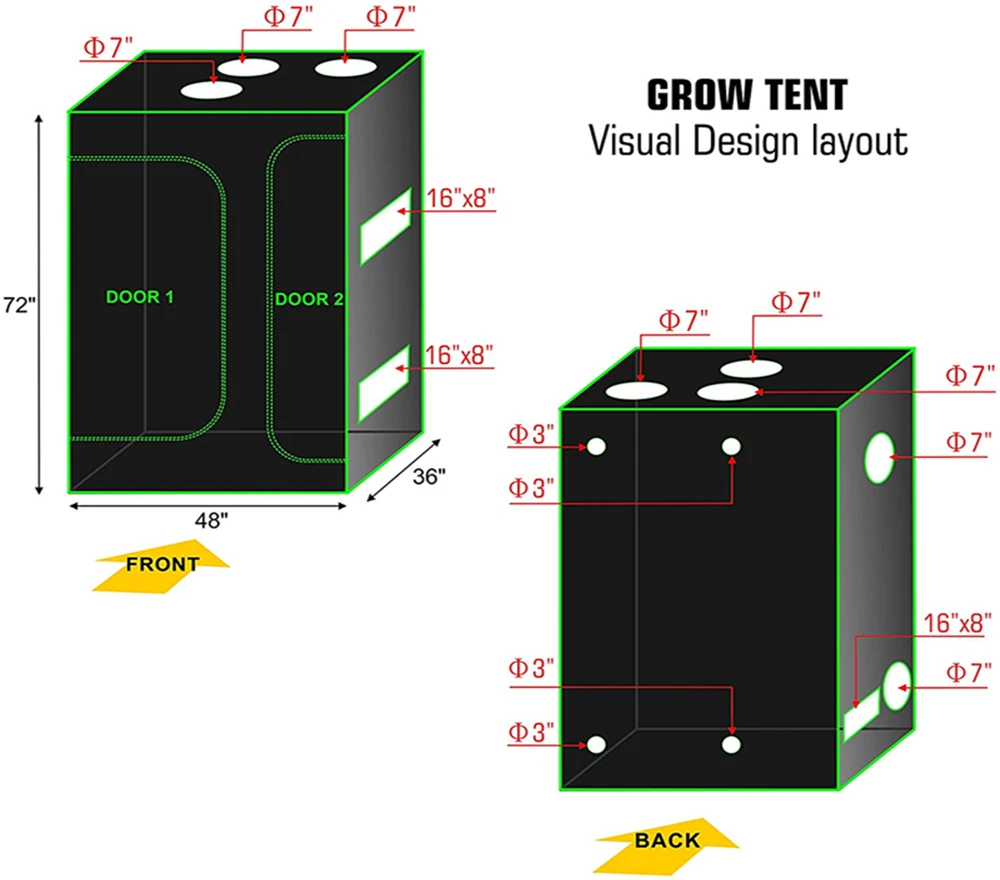 Growbox 2-in-1 600D Grow tent Complete kit Indoor Hydroponics plants Growing Tent For Greenhouse Indoor for Flower Plant Growing