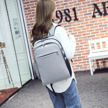 

USB charging backpack laptop bag students' leisure outdoor with headphones