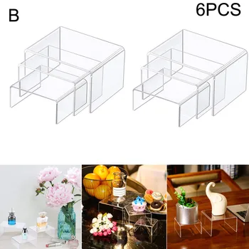 

6PCS Clear Acrylic Display Risers Jewelry Display Riser Shelf Showcase Fixture display standpipe display cabinet Rack#25