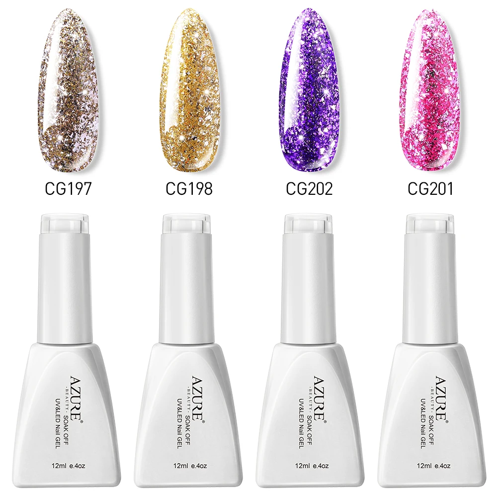 4PCS SET Лазурные блестящие Платиновые блестки, УФ-Гель-лак, стойкий лак для ногтей с блестками, Гибридный гель, впитывающий, для дизайна ногтей, блестящий гель, набор - Цвет: 4PCS SET