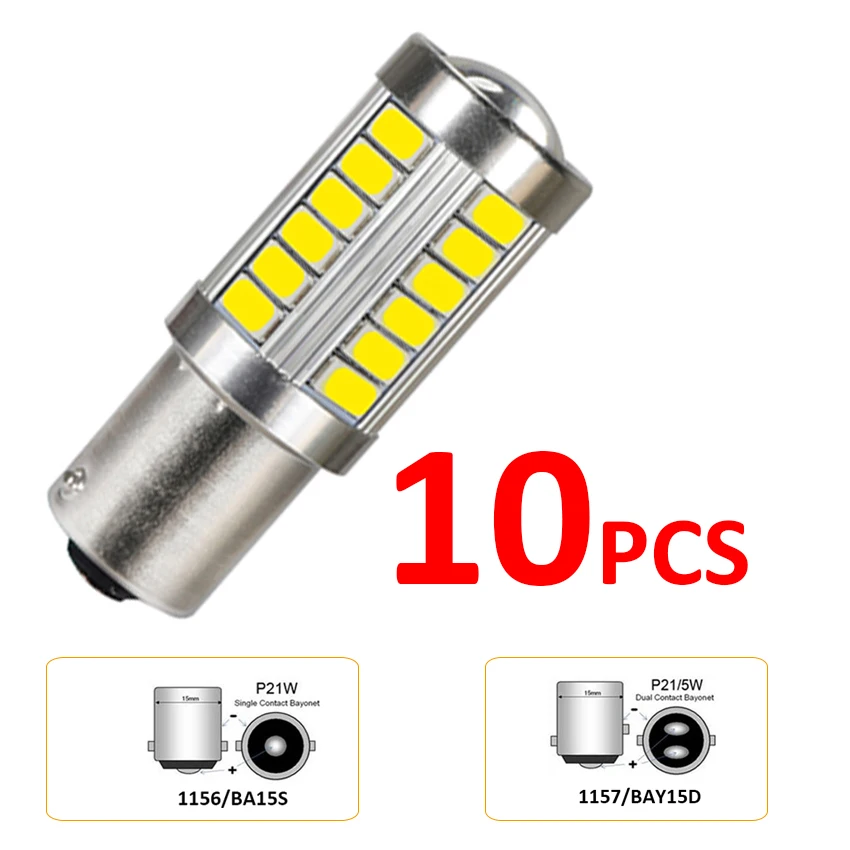 10 шт. 1156 1157 33SMD P21W BA15S BA15D светодиодная автомобильная лампа авто передние фары
