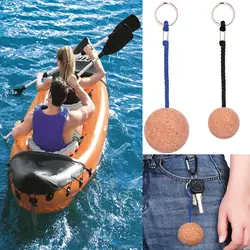 53mm/35mm Cork Ball Keychain Floating Buoy Key Chain Holder for Water Sports Beach Travel Fishing Diving Rowing Boats