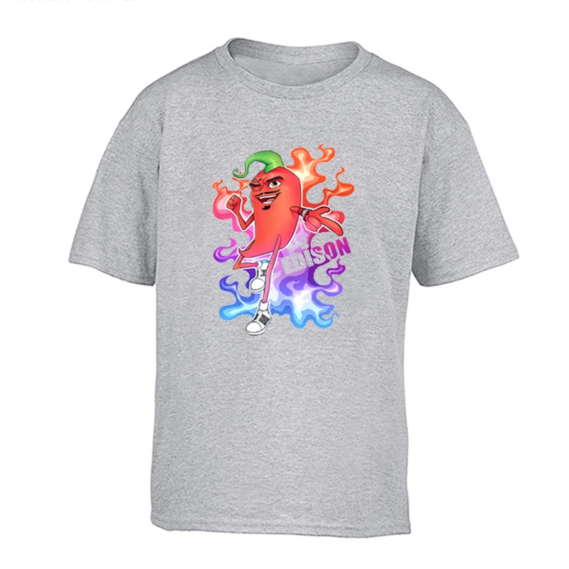 Children's 100% Cotton T Shirts Merch Edison Perec Chilli Hot Casual Family Clothing Set boy's girl's Fashion Pepper Print Tops