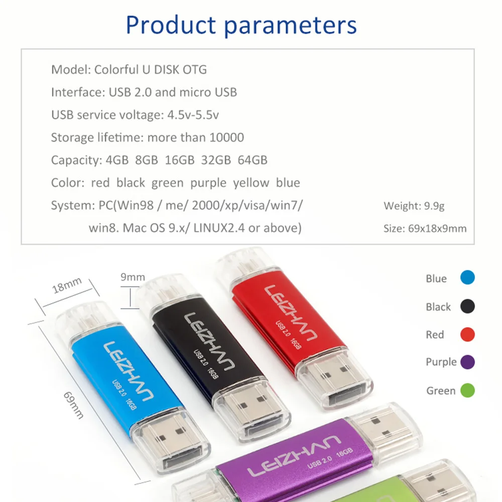 OTG USB флеш накопитель USB2.0 и Micro 128 Гб 64 ГБ 32 16 8 4 для компьютера планшета смартфона