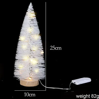 white 25cm Мини изысканные Рождественские елки белые розовые маленькие елки с огнями рождественские подарки Рождественские елки с блестками рождественские реквизиты - Цвет: white 25cm