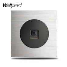 L6 серый ПК интернет компьютер RJ45 CAT6 розетка данных Серебряный сатин металлическая пластина матовый алюминий, 86*86 мм