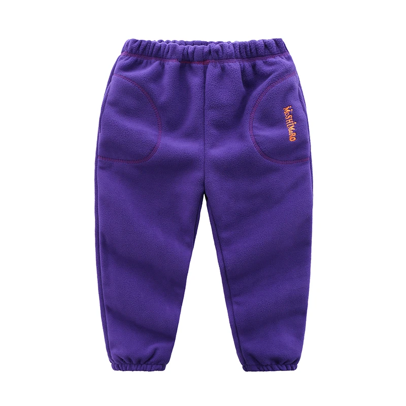 Детские Модные флисовые штаны фиолетового и оранжевого цвета для мальчиков и девочек коллекция года; сезон осень-зима; теплые длинные спортивные брюки; Спортивный костюм для детей 4, 6, 8, 10 лет - Цвет: 1pc purple