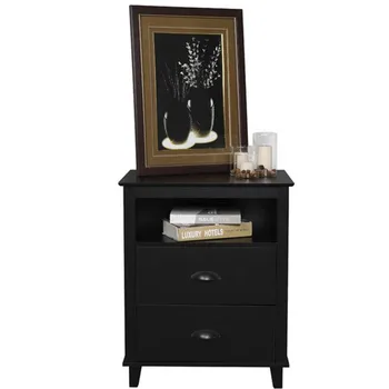 

Nordic 2-Drawer End Table Nightstand with Storage P2 MDF Bedside Cupboard Table Bedroom Furniture US Warehouse FastShipping