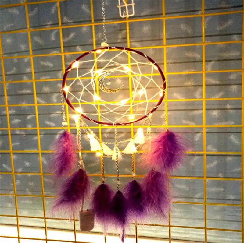 Ловец снов, китайский колокольчик Индийский стиль перо кулон Ловец снов настенное украшение для дома подарок - Цвет: Purple