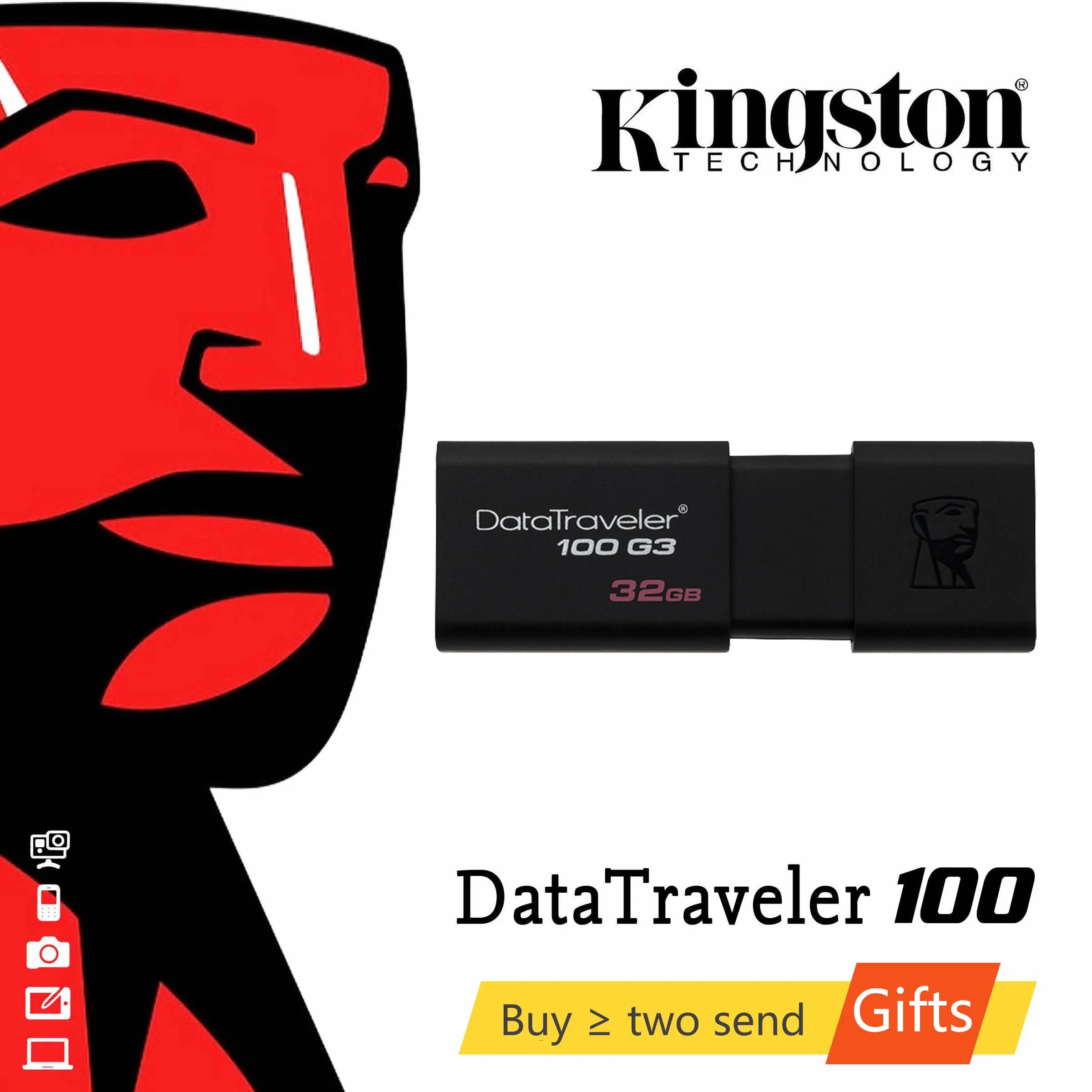 Disks Pen-Drive Memorias Kingston Usb Usb-3.0 Plastic 128GB 16GB 32GB 64GB P-Dt100g3