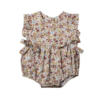 

Summer Newborn Baby Girls Clothes Sleeveless Flower Print Romer Jumpsuit Outfits One Piece Infant Clothing 0-18M