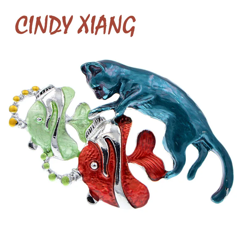 CINDY XIANG эмалированные кошки и броши Рыба для женщин дети булавка badage животный