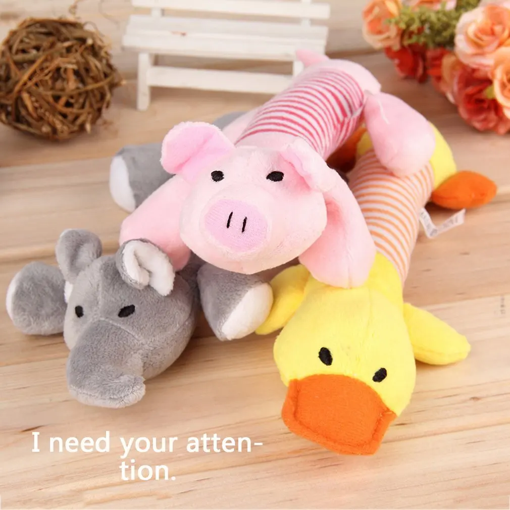 Pet Puppy Chew Squeaker Squeaky Plush Sound Piggy Elephant Duck Ball Dog Animal Sounding Toys 2