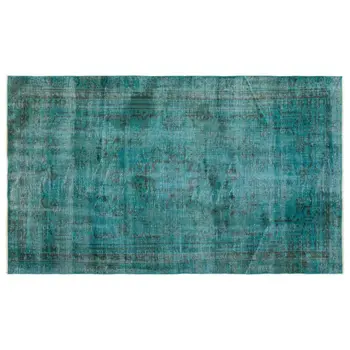 

Handmade Turquoise Vintage Overdyed Turkish Area Rug 139x230 Cm-4'7''X7'7''