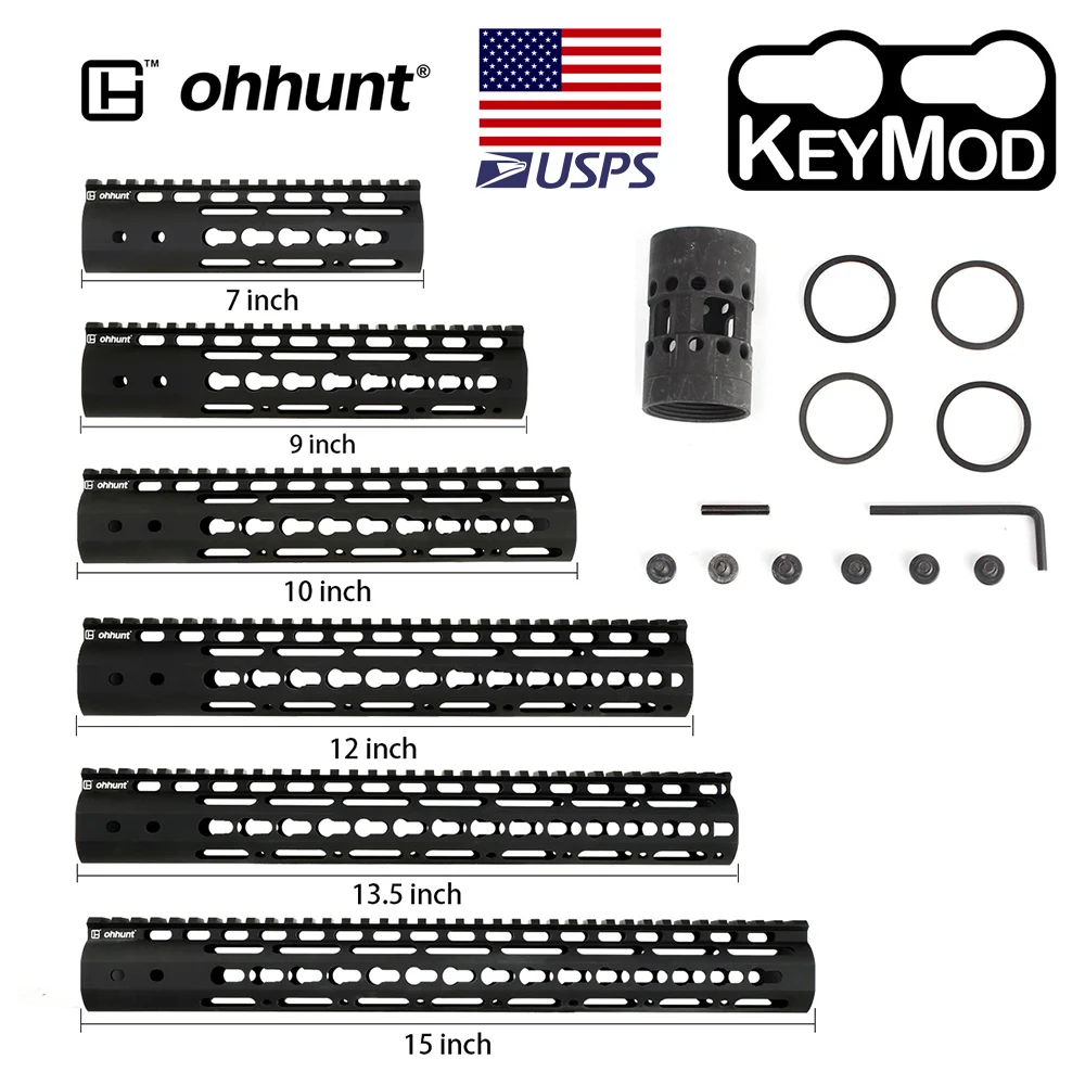 Ohhunt Тактический 7 &quot9&quot 10 &quot12&quot 13 5 &quot15&quot AR15 Rail NSR Free Float Keymod Handguard Picatinny со