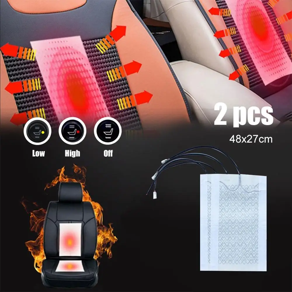 

Universal 12V 2 Pads Carbon Fiber Heated Seat Heater heating 12 V Pads 2 5 6 Level Switch Winter Warmer Seat Covers