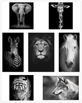 

Animal Diamond Painting Giraffe Zebra Lion Elephant Horse 5D Diamond Embroidery Photo Mosaic Black and White Painting Decoration