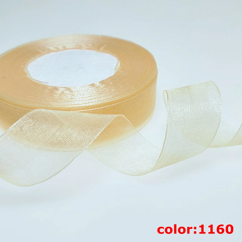 color 1160 HL(50 ярдов/рулон) ленты из органзы оптом украшения, подарочная упаковка Рождество шелковыми лентами кружевной ткани 10/12/15/20/25/40/50 мм - Color: color 1160