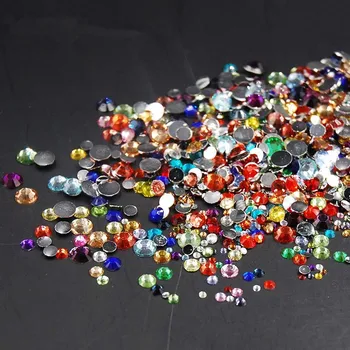

Mixed size mixed color 5000pcs/pack flat back acrylic rhinestones Nail Art Rhinestones Crystal nail round Flat back drill