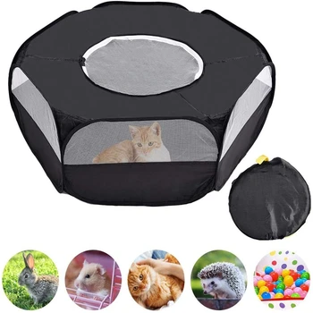 

Dog Cat Cage Tent Breathable Transparent Pet Playpen Open Outdoor Indoor Exercise Fence Portable Yard Fence For Rabbits Hamster