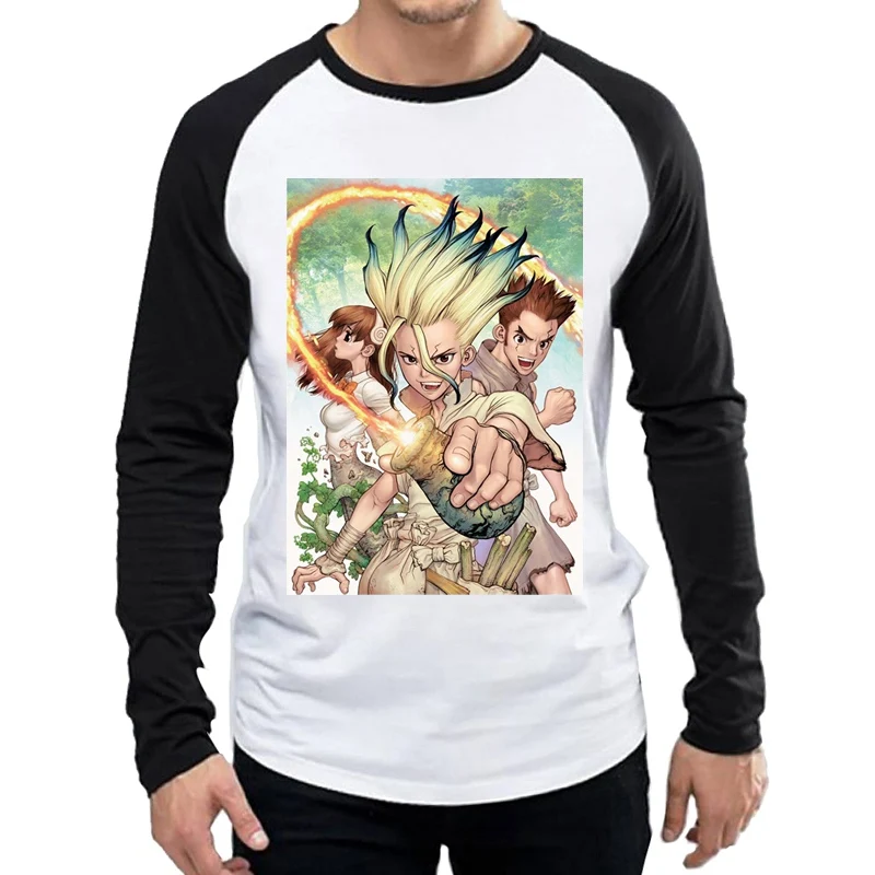 Футболка с длинным рукавом Dr STONE модная футболка аниме черная STONE|Футболки| |