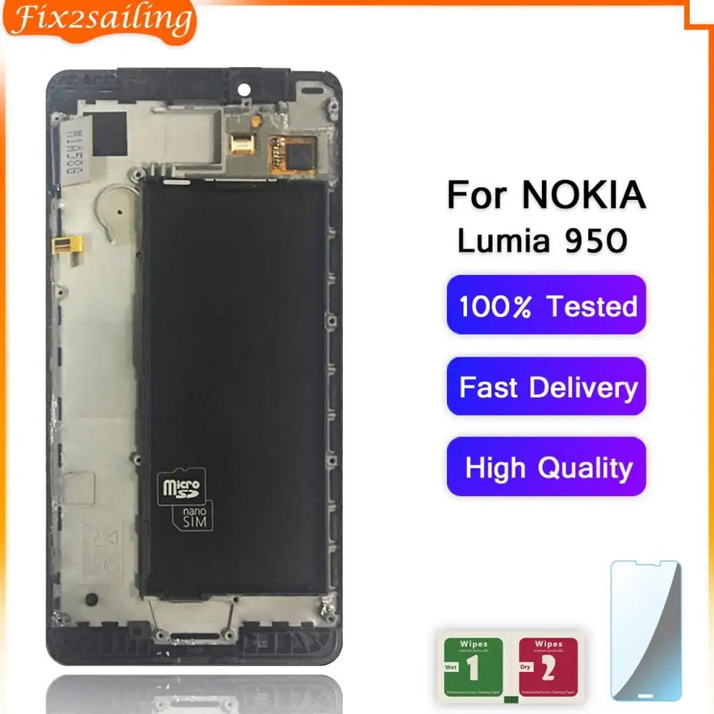 ЖК дисплей для Nokia Microsoft Lumia 950 дигитайзер сенсорного экрана в сборе с рамкой экран