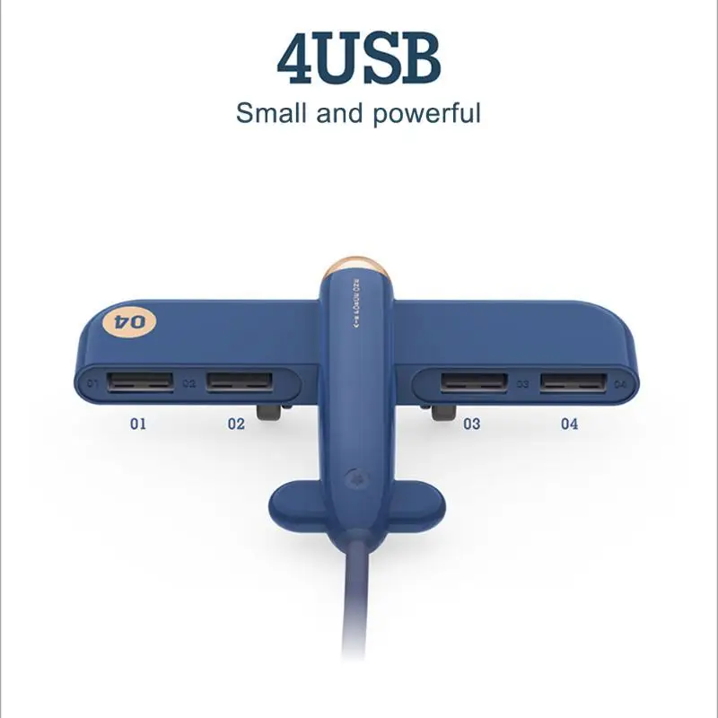 USB 2.0 HUB 4 Ports Splitter Aircraft Shape USB Extender Hub Charger for MacBook Computer Peripherals Support Dropshipping