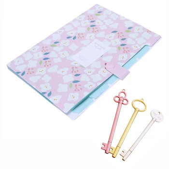 

1 Pcs Floral Printed Accordion Document Folder Pink & 10Pcs Gel Pen Set Stationery Pens