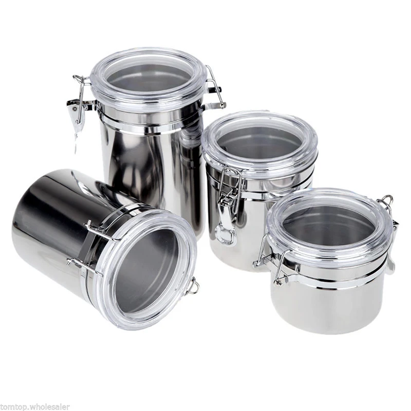 ELEG-4pcs контейнер из нержавеющей стали для хранения специй, набор кухонных банок, горшков, Органайзер