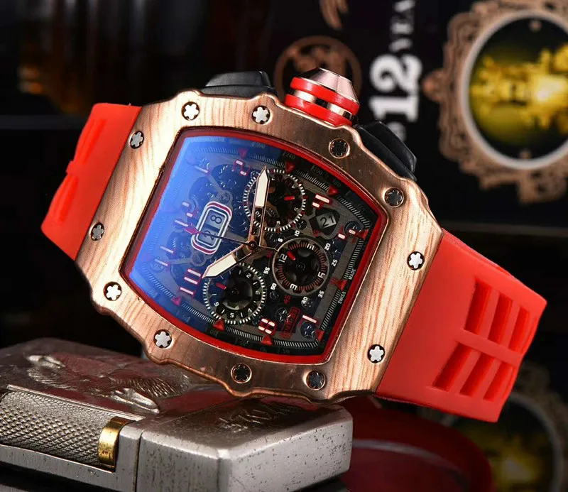6-pin Richard Luxury Quartz AAA Watches New Brand Mille Men Automatic Watch Men's Designer wacth Water Resistant Reloj Hombre afbeelding