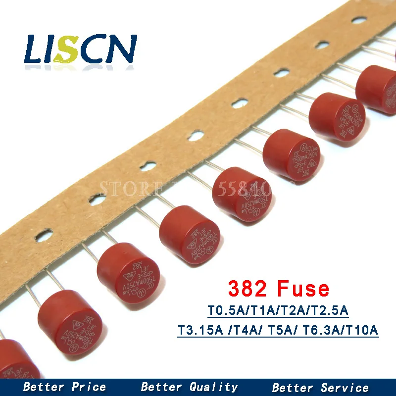 10 шт. цилиндрические предохранители T0.5A 500mA 1A 1.6A 2A 2.5A 3.15A 4A 5A 6.3A 250V медленный