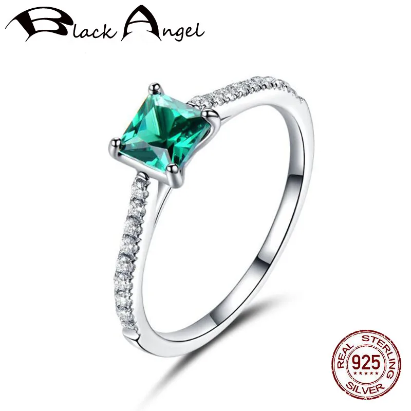 

Sky Blue Topaz Emerald Gemstone Rings for Women Genuine 925 Sterling Silver Fashion Birthstone Ring Fine Jewelry Party Gift