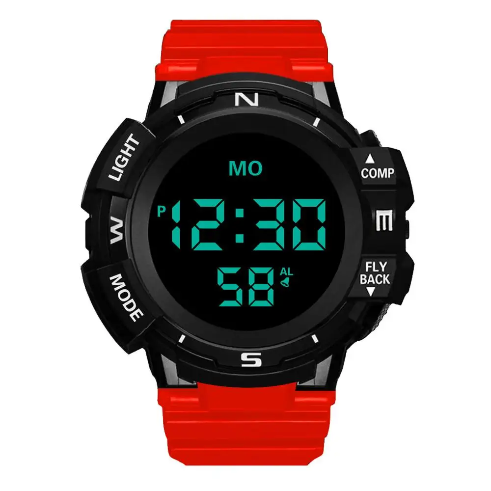 HONHX Простой циферблат спортивные часы Для мужчин цифровой светодиодный Водонепроницаемый часы Дата открытый электронный световой настольные часы Relogio Masculino A15 - Цвет: Red
