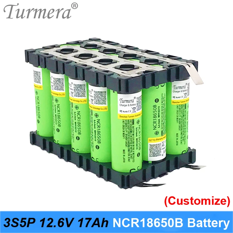 3s 12v 12.6v battery 18650 battery ncr18650b 3400mah 3s5p 17Ah battery pack Turmera 12v battery pack 05