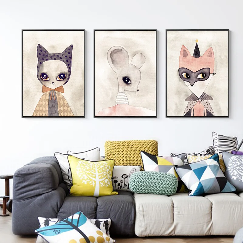 

Cartoon Cat And Mouse Wall Art Inspirational Canvas Painting Picture For Kids Room Living Room Poster Home Decor
