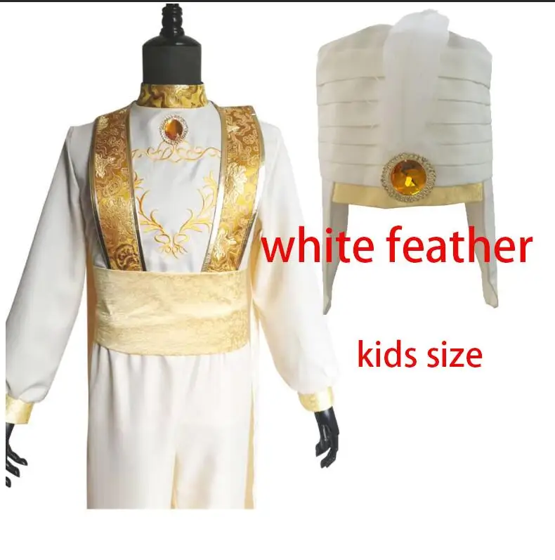 kids white feather Аладдин и волшебная лампа Алладин Косплей Костюм Костюмы на Хэллоуин для взрослых детей костюм Жасмин из "приключений Аладдина" костюм - Цвет: kids white feather