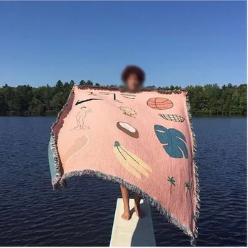 

Pink Hawaii ins European and American tapestry decoration Blanket Sofa blanket cover blanket blanket