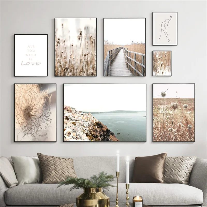 Nordic Grass Scenery Picture Canvas Painting Landscape Wall Art Poster And  Print For Modern Art Home Decor Living Room Design Painting  Calligraphy  AliExpress
